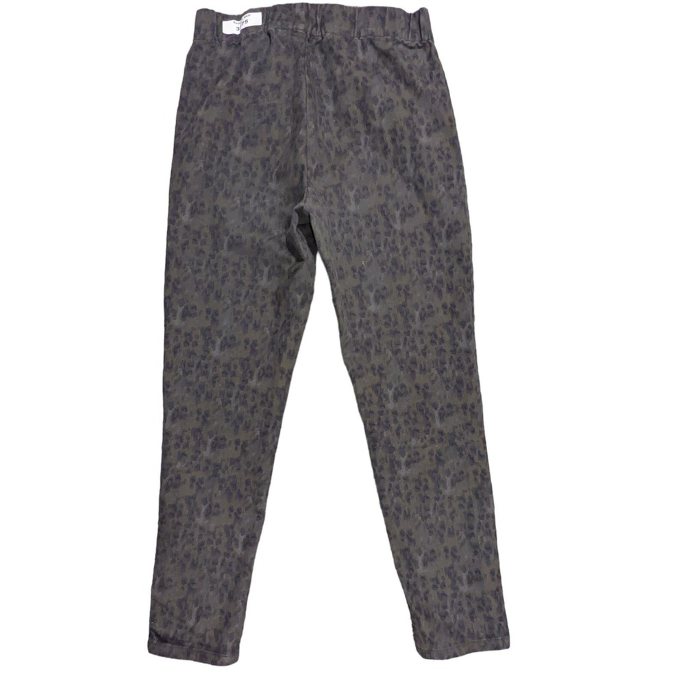 Soft Surroundings Pants Womens Medium Olive Grey Leopard Print Tapered Excellent